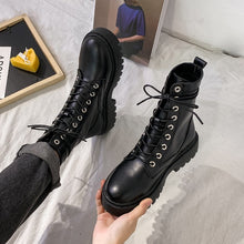 Load image into Gallery viewer, Rimocy PU Leather Ankle Boots Fashion Motorcycle Platform Botas
