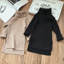 Load image into Gallery viewer, Menoea Toddler Girl Spring Dress Solid Color Baby Girls Turtleneck
