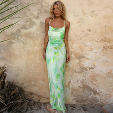 Load image into Gallery viewer, Dulzura neon satin lace up summer women bodycon long midi dress
