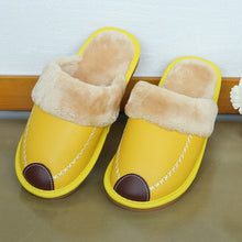 Load image into Gallery viewer, Men Slippers Black New Winter PU Leather Warm Indoor Waterproof
