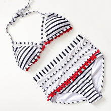 Load image into Gallery viewer, 2021 Sexy Halter Retro Mesh Hollow Out String Biquini Bathing Suit Female Swimsuit High Waist Plus Size Swimwear Women Bikini
