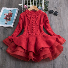 Load image into Gallery viewer, Knitted Chiffon Girl Dress Long Sleeve For Girls
