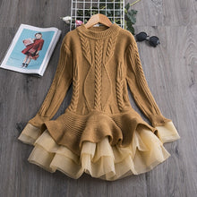 Load image into Gallery viewer, Knitted Chiffon Girl Dress Long Sleeve For Girls
