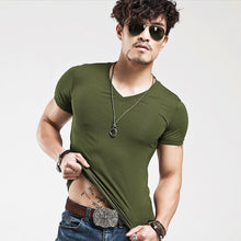 Load image into Gallery viewer, 2021 Brand New Men T Shirt Tops V neck Short Sleeve Tees Men's Fashion Fitness Hot T-shirt For Male Free Shipping Size 5XL
