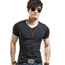 Load image into Gallery viewer, 2021 Brand New Men T Shirt Tops V neck Short Sleeve Tees Men's Fashion Fitness Hot T-shirt For Male Free Shipping Size 5XL
