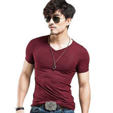 Load image into Gallery viewer, 2021 Brand New Men T Shirt Tops V neck Short Sleeve Tees Men's Fashion Fitness Hot T-shirt For Male Free Shipping Size 5XL
