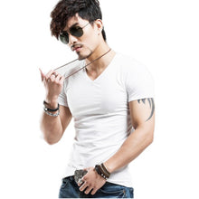 Load image into Gallery viewer, 2021 Brand New Men T Shirt Tops V neck Short Sleeve Tees Men's Fashion Fitness Hot T-shirt For Male Free Shipping Size 5XL
