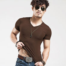 Load image into Gallery viewer, 2021 Brand New Men T Shirt Tops V neck Short Sleeve Tees Men's Fashion Fitness Hot T-shirt For Male Free Shipping Size 5XL
