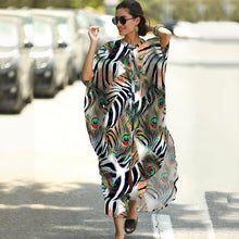 Load image into Gallery viewer, Kaftan Beach Print Snakeskin Swimsuit cover up
