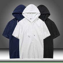Load image into Gallery viewer, 2021 Summer Men tshirt Casual Solid Loose Hooded Tops Tees Shirts Male New Sportswear Hoodie Short Sleeve Mens T-shirt Clothing

