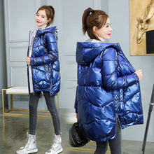 Load image into Gallery viewer, 2021 New Winter Jacket Parkas Women Glossy Down Cotton Jacket Hooded Parka Warm Female Cotton Padded Jacket Casual Outwear P985
