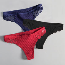 Load image into Gallery viewer, Women's Lace Fashion Cotton G-string Letter Thong Panties Sexy low Waist Briefs Underwear Female Lingerie Intimate Pants
