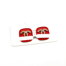Load image into Gallery viewer, Crystal Rhinestone cc Stud Earrings.
