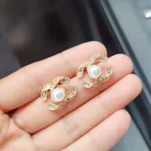 Load image into Gallery viewer, Crystal Rhinestone cc Stud Earrings
