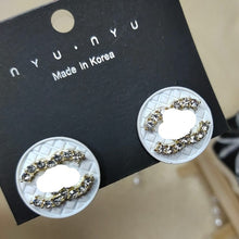 Load image into Gallery viewer, Crystal Rhinestone cc Stud Earrings
