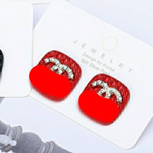 Load image into Gallery viewer, Crystal Rhinestone cc Stud Earrings
