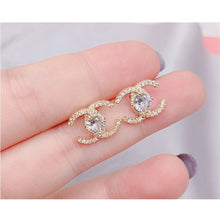 Load image into Gallery viewer, Crystal Rhinestone cc Stud Earrings
