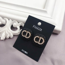 Load image into Gallery viewer, Crystal Rhinestone cc Stud Earrings
