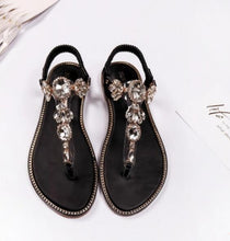 Load image into Gallery viewer, Koovan Women's Flat Sandals 2021 New Female Diamond Beach Footwear Roman Shoes Slope With Bohemian Anti-skid Flip-flops
