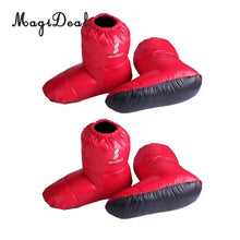 Load image into Gallery viewer, 2 Pairs Duvet Duck Down Pull On Indoor Slipper Boots Camping Hiking Tent Booties for Sleeping Bag Footwear
