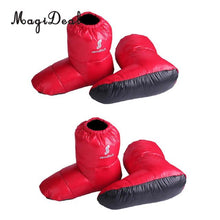 Load image into Gallery viewer, 2 Pairs Duvet Duck Down Pull On Indoor Slipper Boots Camping Hiking Tent Booties for Sleeping Bag Footwear
