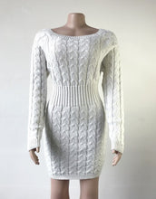 Load image into Gallery viewer, Elegant Knitted Dress Fall Long Sleeve Womens Dresses Solid Off Shoulder Slim Fit Mini Vestidos Bodycon Winter Clothes SJ3566R

