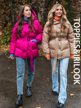 Load image into Gallery viewer, Toppies 2021 Winter Hooded Puffer Jacket Coat Women Parkas Belt Long Jacket Oversized Outwear Women Clothing
