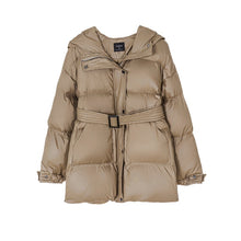 Load image into Gallery viewer, Toppies 2021 Winter Hooded Puffer Jacket Coat Women Parkas Belt Long Jacket Oversized Outwear Women Clothing
