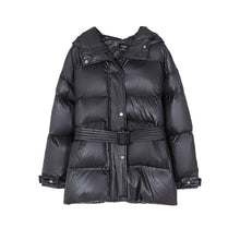 Load image into Gallery viewer, Toppies 2021 Winter Hooded Puffer Jacket Coat Women Parkas Belt Long Jacket Oversized Outwear Women Clothing

