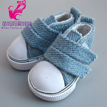 Load image into Gallery viewer, 5cm Doll Shoes Denim Sneakers for BJD dolls,Fashion Denim Canvas Mini Toy Shoes 1/6 Bjd For handmade Doll
