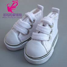 Load image into Gallery viewer, 5cm Doll Shoes Denim Sneakers for BJD dolls,Fashion Denim Canvas Mini Toy Shoes 1/6 Bjd For handmade Doll
