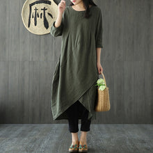 Load image into Gallery viewer, ZANZEA Women Autumn Long Sleeve Irregular Hem Loose Soid Midi Dress Vintage Vestido Casual Party Tunic Dresses Robe Sundress
